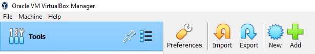 VirtualBox menu